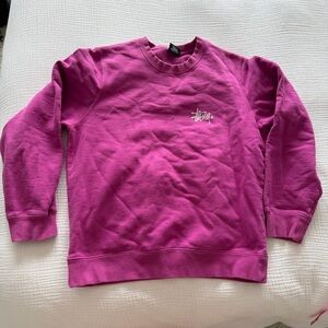 Stussy Crewneck Sweatshirt in Bright Fuchsia